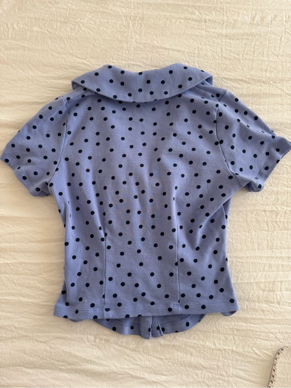 Maeve By Anthropologie Purple Polka Dot Ruched Button Front Blouse Top - Picture 4 of 8